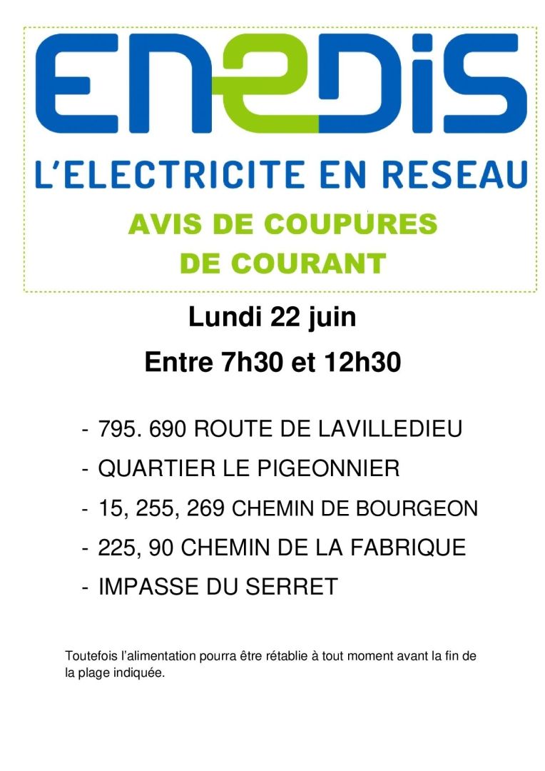 COUPURE ENEDIS 22 JUIN