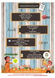 MENUS DE LA CANTINE SCOLAIRE AVRIL 2023