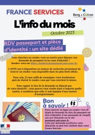 MAISON FRANCE SERVICES : RENDEZ-VOUS PASSEPORT ET PIECE D'IDENTITE