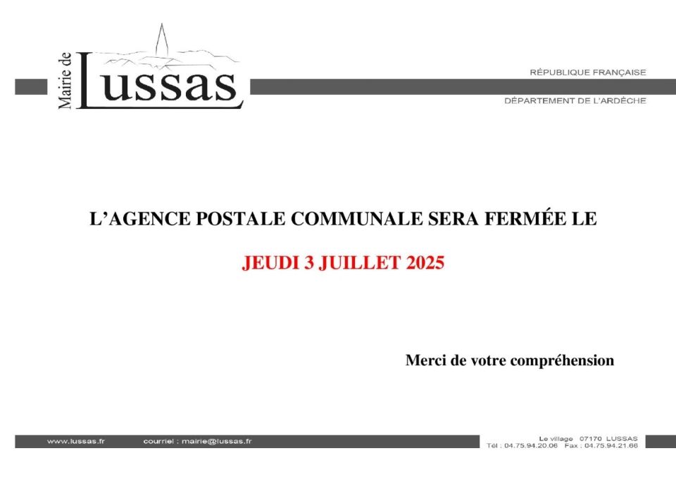 Affiche poste le 03 07 2025