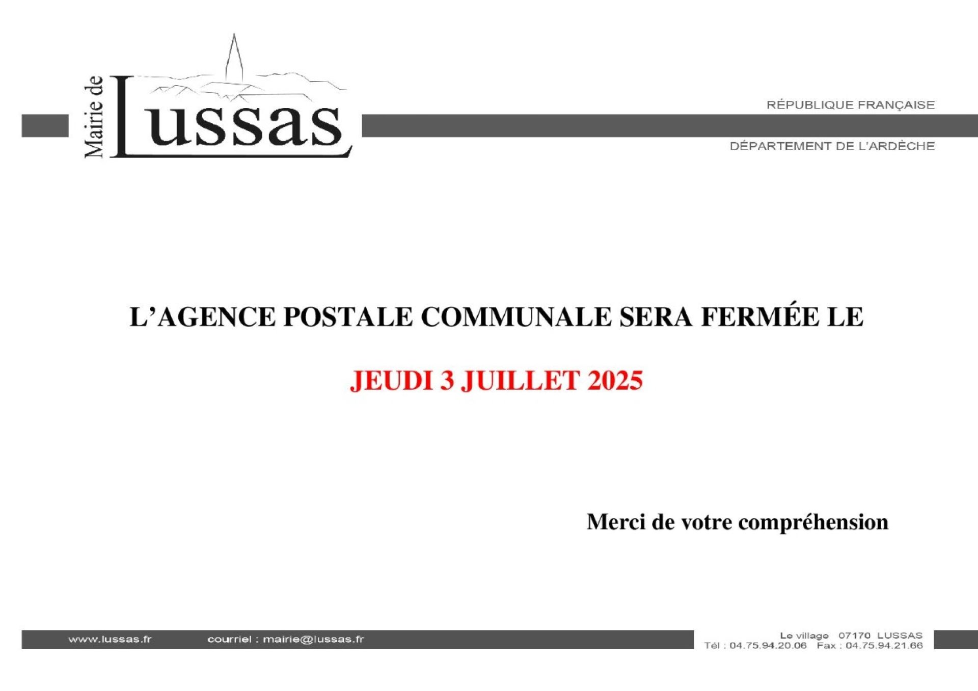 Affiche poste le 03 07 2025