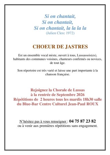 Affiche recrutement chorale 2026-2