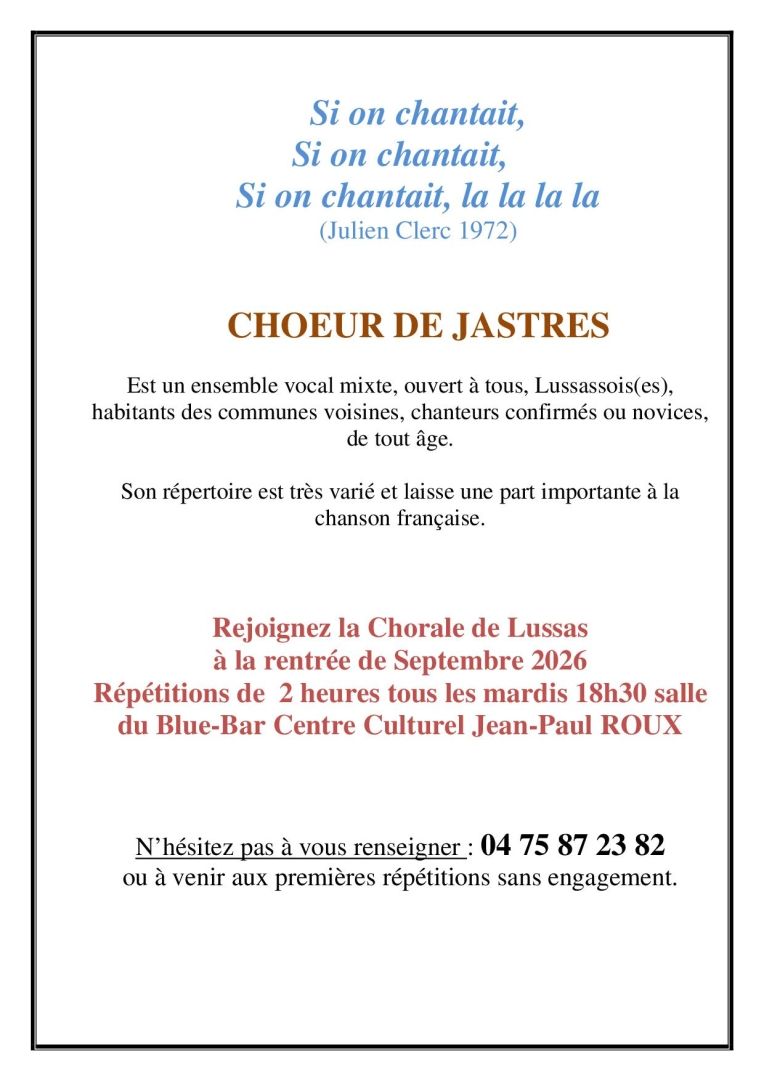 Affiche recrutement chorale 2026-2