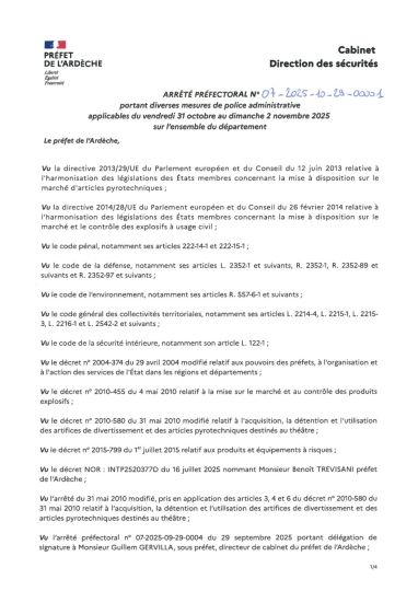 Arrêté du 31 10 20251