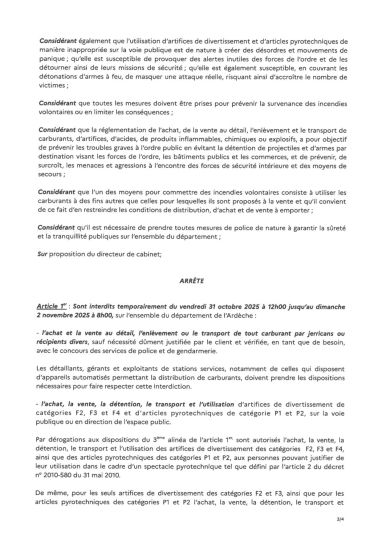 Arrêté du 31 10 20253
