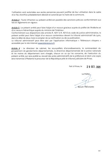 Arrêté du 31 10 20254