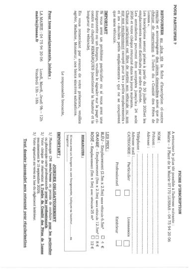 BULLETIN D'INSCRIPTION BRANCANTE 20262