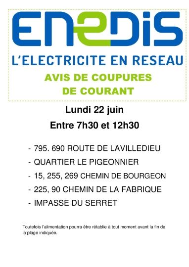 COUPURE ENEDIS 22 JUIN