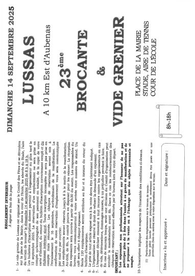 FORMULAIRE INSCRIPTION BROCANTE LUSSAS 20251
