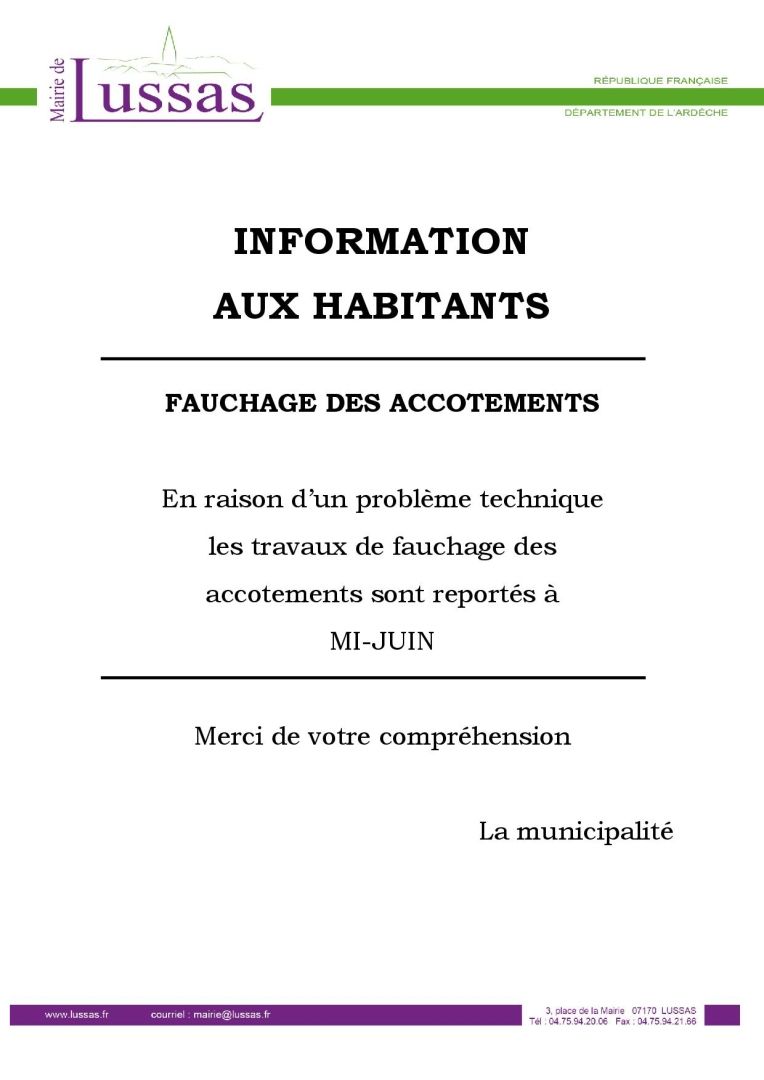 INFORMATION FAUCHAGE