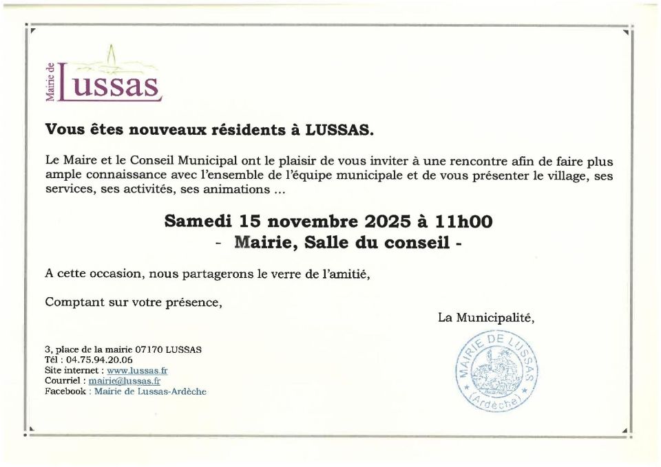 INVITATION NOUVEAUX HABITANTS