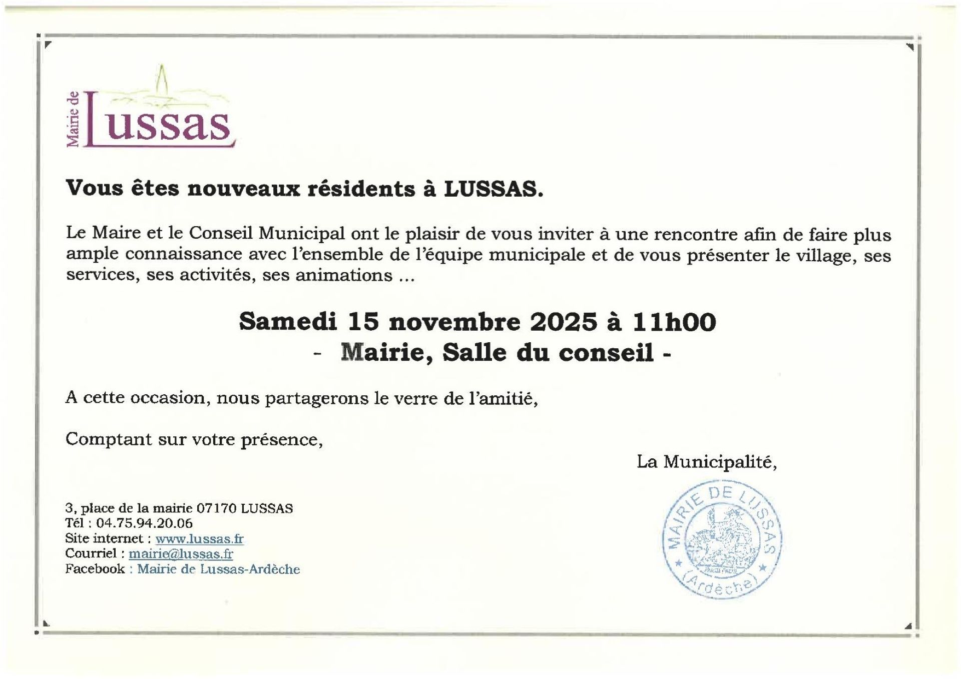 INVITATION NOUVEAUX HABITANTS