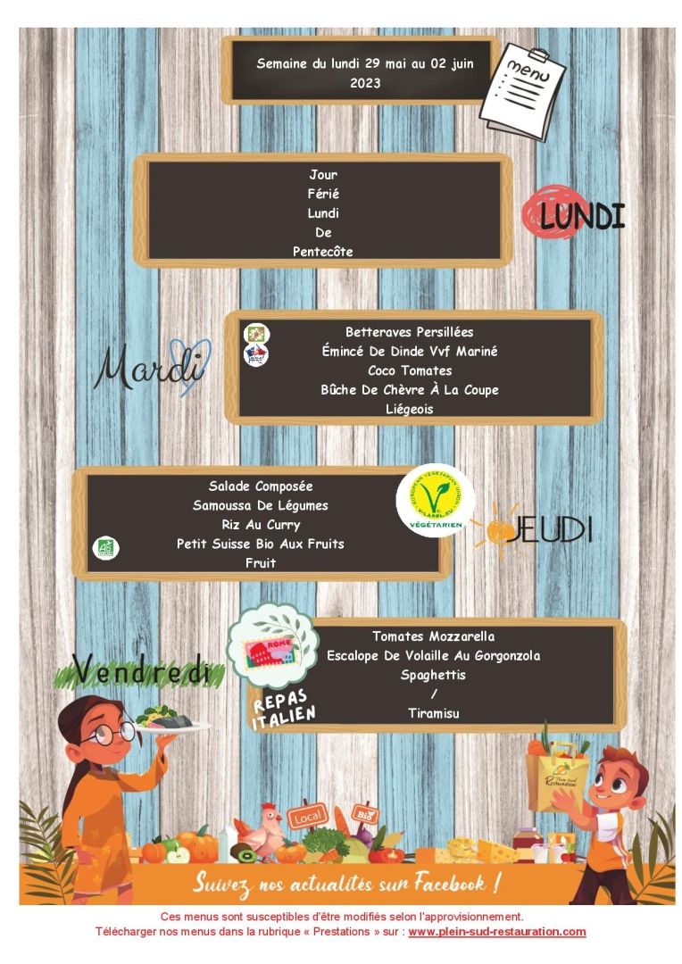 Menus juin 20231